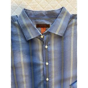 NYNE‎ Mens Size 3XL Big, Button Down Long Sleeve Blue Striped Shirt